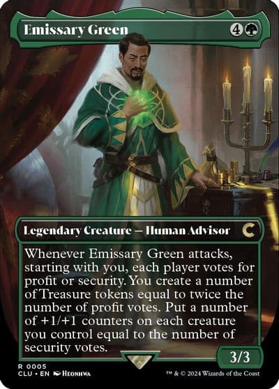 Emissary Green Borderless Ravnica: Clue Edition Magic card