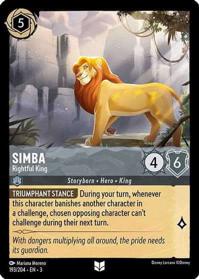 Simba - Rightful King Into the Inklands Lorcana card