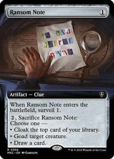 Ransom Note 0356 Extended Art Commander: Murders at Karlov Manor Magic card