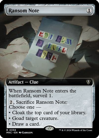 Ransom Note 0358 Extended Art Commander: Murders at Karlov Manor Magic card