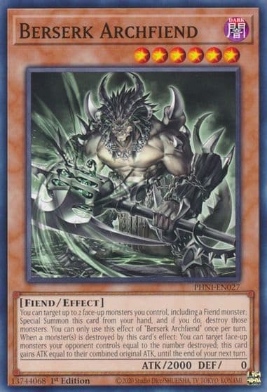 Berserk Archfiend Phantom Nightmare Yu-Gi-Oh! card