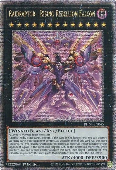 Raidraptor Rising Rebellion Falcon Quarter Century Secret Rare Phantom Nightmare Yu-Gi-Oh! card