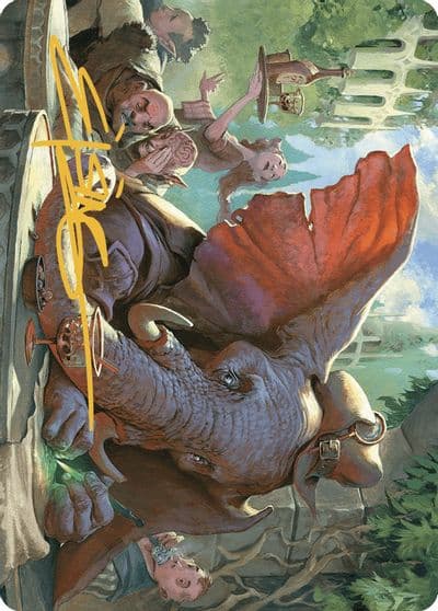 Loxodon Eavesdropper Art Card Gold Stamped Signature Art Series: Murders at Karlov Manor Magic card