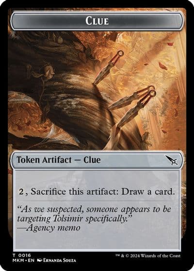 Clue 0016 A 0043 Double Sided Token Murders at Karlov Manor Magic card