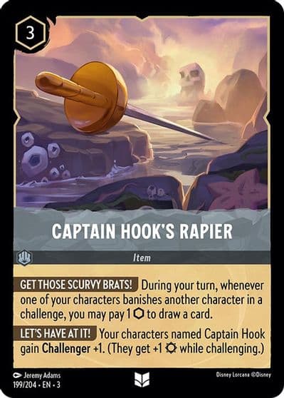 Captain Hooks Rapier Into the Inklands Lorcana card