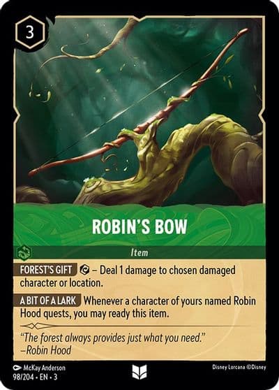 Robins Bow Into the Inklands Lorcana card