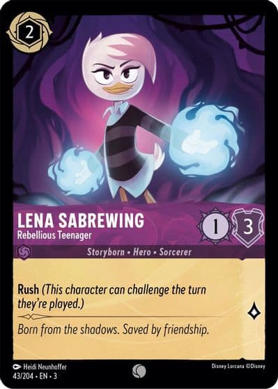 Lena Sabrewing Rebellious Teenager Into the Inklands Lorcana card