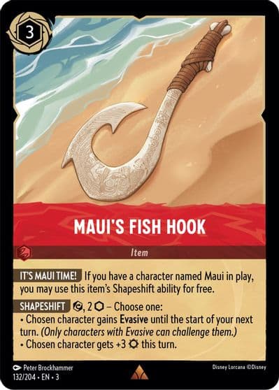 Mauis Fish Hook Into the Inklands Lorcana card