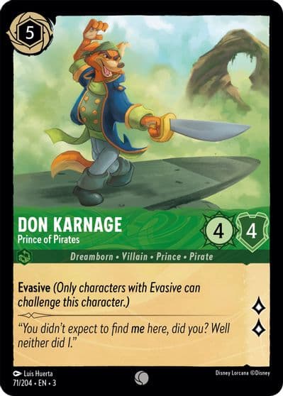 Don Karnage Prince of Pirates Into the Inklands Lorcana card