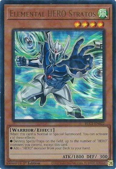 Elemental HERO Stratos Alternate Art Battles of Legend: Chapter 1 Yu-Gi-Oh! card