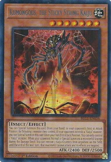 Kumongous the Sticky String Kaiju Silver Battles of Legend: Chapter 1 Yu-Gi-Oh! card