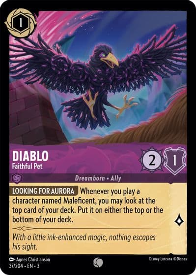 Diablo Faithful Pet Into the Inklands Lorcana card
