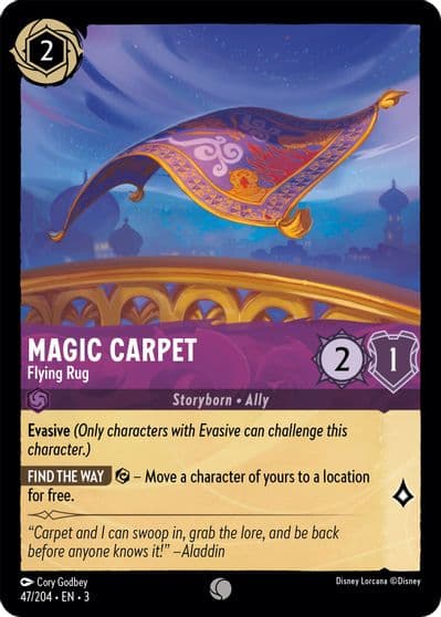 Magic Carpet Flying Rug Into the Inklands Lorcana card