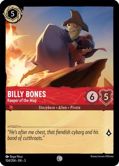 Billy Bones Keeper of the Map Into the Inklands Lorcana card