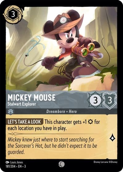 Mickey Mouse Stalwart Explorer Into the Inklands Lorcana card