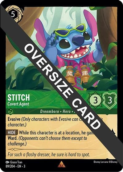 Stitch Covert Agent Oversized Into the Inklands Lorcana card