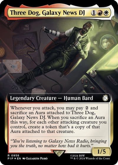 Three Dog Galaxy News DJ Extended Art Surge Foil Universes Beyond: Fallout Magic card