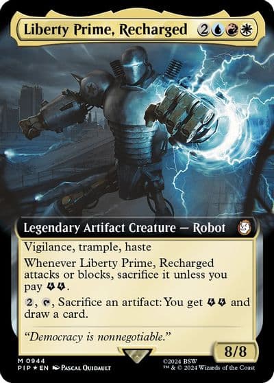 Liberty Prime Recharged Extended Art Surge Foil Universes Beyond: Fallout Magic card