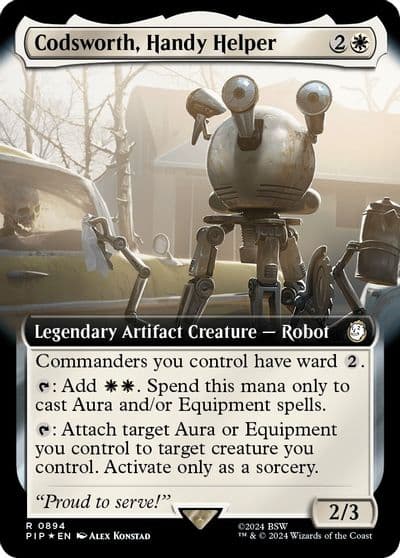 Codsworth Handy Helper Extended Art Surge Foil Universes Beyond: Fallout Magic card