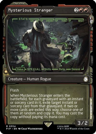 Mysterious Stranger Showcase Universes Beyond: Fallout Magic card