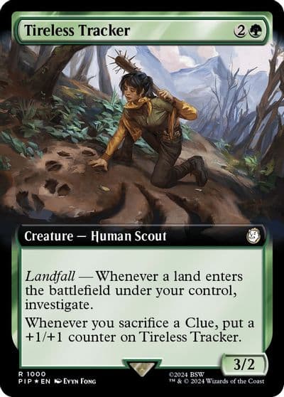 Tireless Tracker Extended Art Surge Foil Universes Beyond: Fallout Magic card