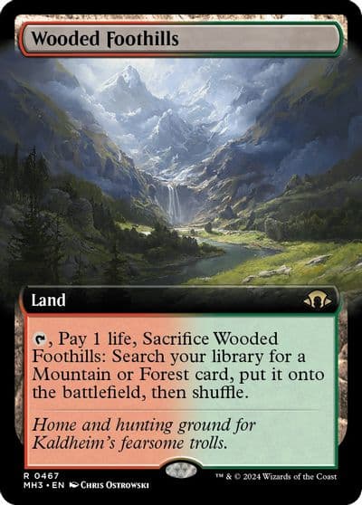 Wooded Foothills Extended Art Modern Horizons 3 Magic card