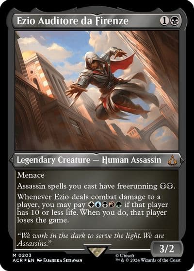 Ezio Auditore da Firenze Foil Etched Universes Beyond: Assassin's Creed Magic card