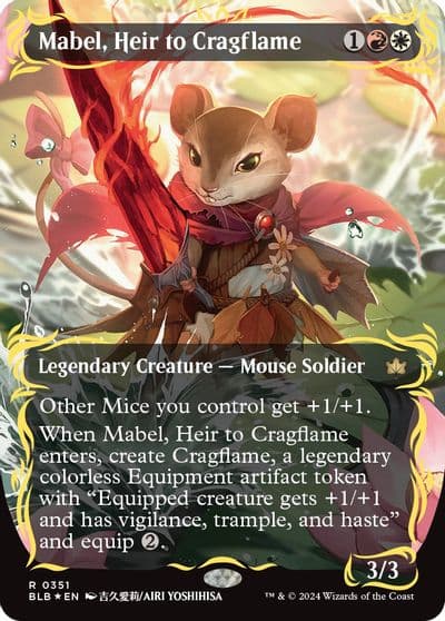 Mabel Heir to Cragflame Borderless Raised Foil Bloomburrow Magic card