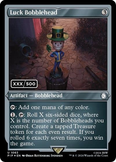 Luck Bobblehead Serial Numbered Universes Beyond: Fallout Magic card
