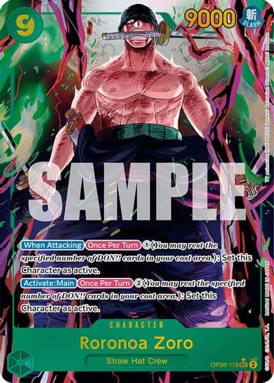 Roronoa Zoro Alternate Art Wings of the Captain One Piece card