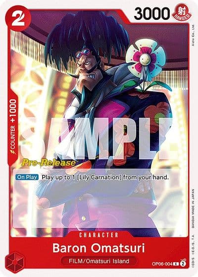 Baron Omatsuri Wings of the Captain Pre-Release Cards One Piece card