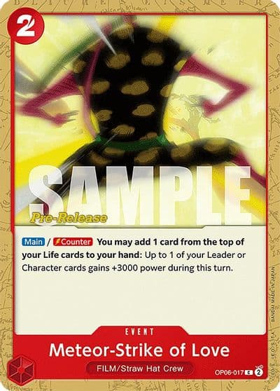 Meteor Strike of Love Wings of the Captain Pre-Release Cards One Piece card