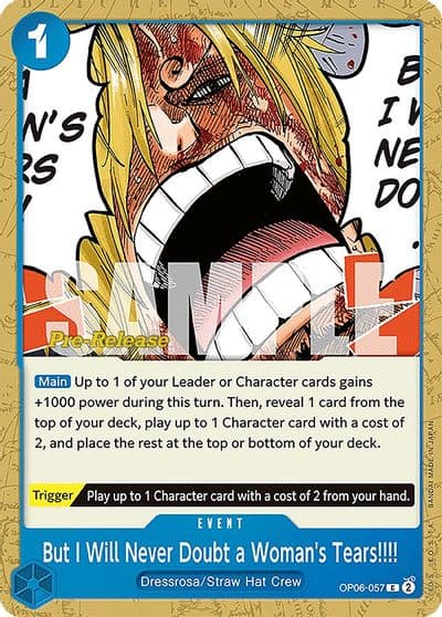 But I Will Never Doubt a Womans Tears Wings of the Captain Pre-Release Cards One Piece card