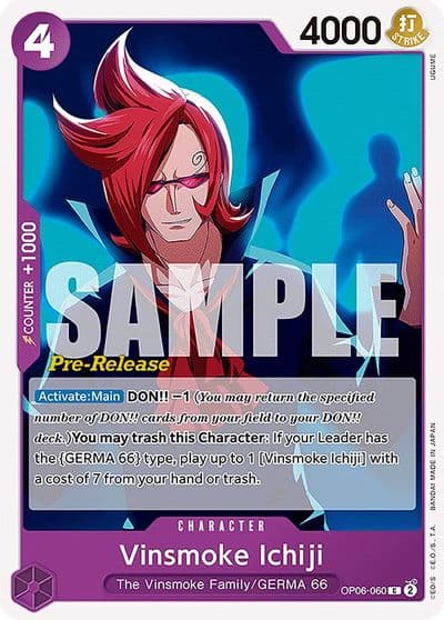 Vinsmoke Ichiji 060 Wings of the Captain Pre-Release Cards One Piece card