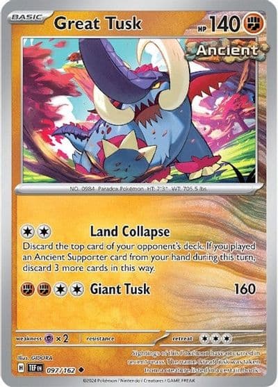 Great Tusk 097 162 SV05: Temporal Forces Pokemon card