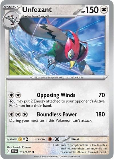 Unfezant SV05: Temporal Forces Pokemon card