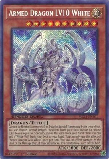 Armed Dragon LV10 White Secret Rare Speed Duel GX: Midterm Destruction Yu-Gi-Oh! card