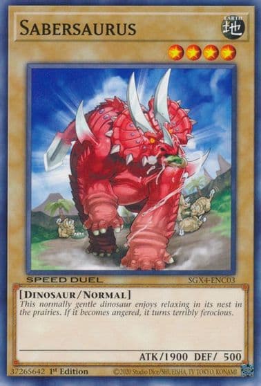 Sabersaurus Speed Duel GX: Midterm Destruction Yu-Gi-Oh! card