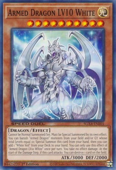 Armed Dragon LV10 White Speed Duel GX: Midterm Destruction Yu-Gi-Oh! card