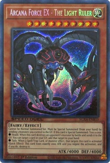 Arcana Force EX The Light Ruler Secret Rare Speed Duel GX: Midterm Destruction Yu-Gi-Oh! card