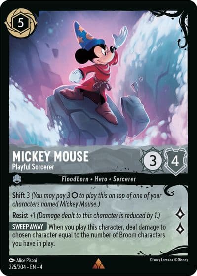 Mickey Mouse Playful Sorcerer 225 204 Illumineer's Quest: Deep Trouble Lorcana card