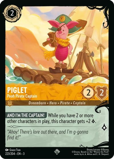 Piglet Pooh Pirate Captain 223 204 Illumineer's Quest: Deep Trouble Lorcana card
