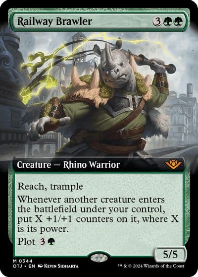 Railway Brawler Extended Art Outlaws of Thunder Junction Magic card