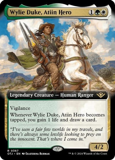 Wylie Duke Atiin Hero Extended Art Outlaws of Thunder Junction Magic card