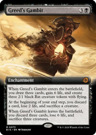 Greeds Gambit Extended Art Outlaws of Thunder Junction: The Big Score Magic card
