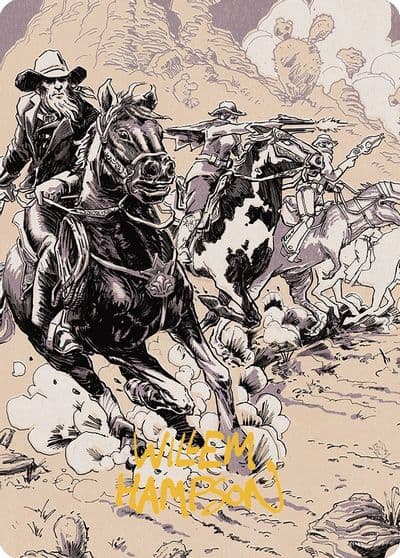 Overwhelming Forces Art Card Gold Stamped Signature Art Series: Outlaws of Thunder Junction Magic card