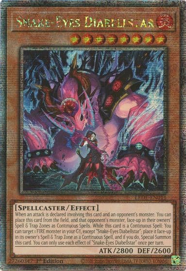 Snake Eyes Diabellstar Quarter Century Secret Rare Legacy of Destruction Yu-Gi-Oh! card