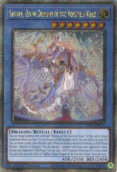 Saffira Divine Dragon of the Voiceless Voice Quarter Century Secret Rare Legacy of Destruction Yu-Gi-Oh! card