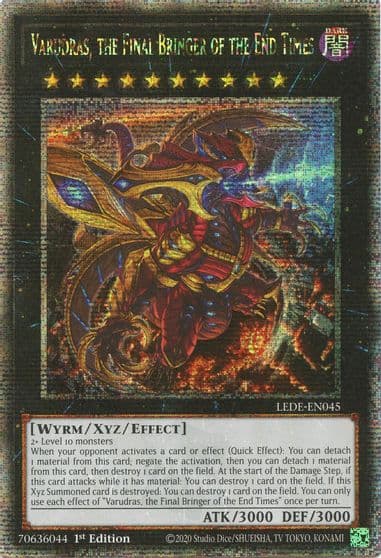Varudras the Final Bringer of the End Times Quarter Century Secret Rare Legacy of Destruction Yu-Gi-Oh! card