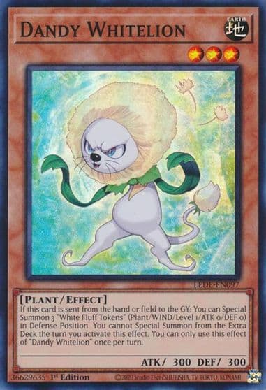 Dandy Whitelion Legacy of Destruction Yu-Gi-Oh! card